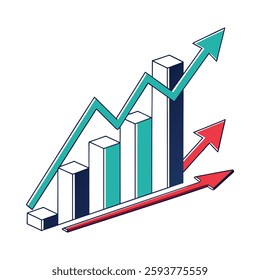 Upward trending graphs and arrows vector, vector eps 