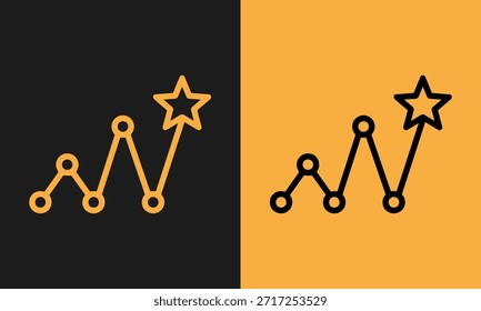 Gráfico de línea de tendencia ascendente con un icono de estrella al final que representa el éxito