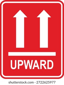 Icono de logotipo de Vector ascendente que representa el símbolo de envío y manejo de "este lado hacia arriba". Adecuado para embalaje, etiquetas de envío, logística, signos de almacén, servicios de entrega, comercio electrónico e instrucciones de seguridad del producto. Ilustración vectorial limpia, simple y editable aislada sobre fondo blanco.