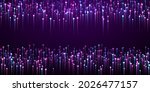 Upward vertical line rays speed motion concept. Geometric neon purple radiance particles. Business lines shift up visual design. Speed motion modern backdrop.
