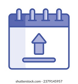 Upwards arrow with calendar showing concept icon of upload