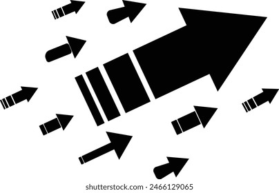 Upwards. Businessman standing on a flying arrows. Concept business illustration. EPS 10
