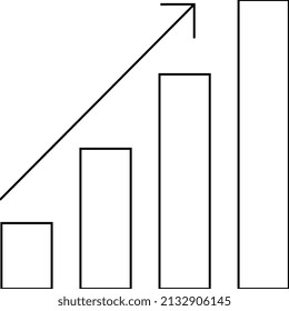 upwards graph flat thin line icon with editable strokes.
