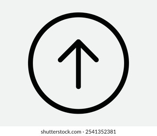 Up Upwards North Orientation Above On Top Forward Straight Ahead Round Circle Button Point Pointing Icon Sign Shape Line Outline Black White Vector