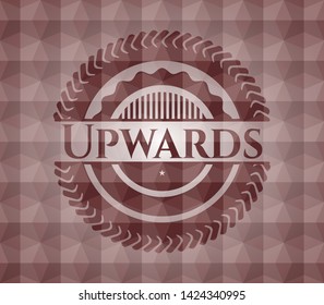 Upwards red emblem with geometric pattern. Seamless.