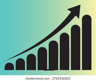 Upwardtrending growth chart with increasing bars and arrow