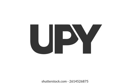 UPY logo design template with strong and modern bold text. Initial based vector logotype featuring simple and minimal typography. Trendy company identity ideal for businesses brand presence.