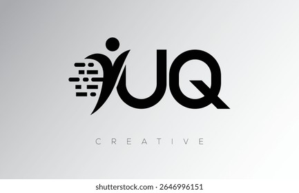 UQ Creative Digital Monogram Logo – Futuristic Letter mark Design Featuring Human Shape, Pixel Motion and Minimal Tech Style for Innovative Branding Identity