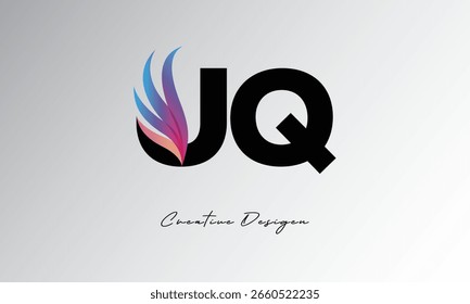 UQ Feather Gradient Logo – Elegant Wing Monogram for Modern Branding and Visual Identity Design