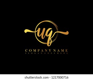 UQ initial handwriting logo circle template vector