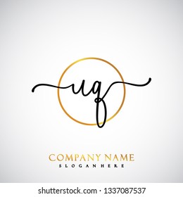 UQ Initial Handwriting logo template vector