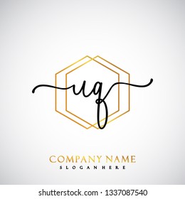 UQ Initial Handwriting logo template vector
