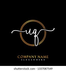 UQ Initial Handwriting logo template vector