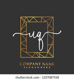 UQ Initial Handwriting logo template vector