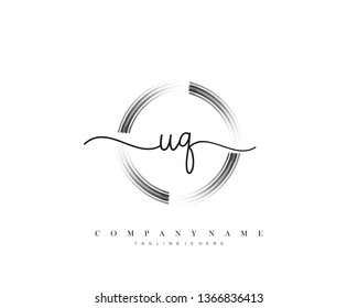 UQ initial handwriting logo template vector