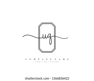 UQ initial handwriting logo template vector