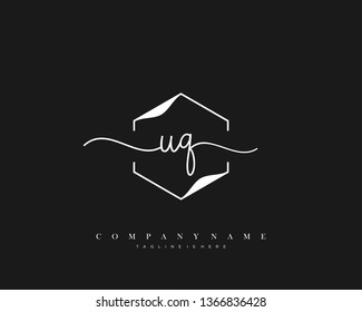 UQ initial handwriting logo template vector