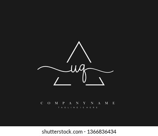 UQ initial handwriting logo template vector