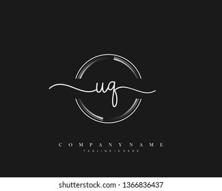 UQ initial handwriting logo template vector