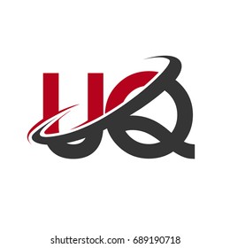 UQ initial logo company name colored red and black swoosh design, isolated on white background. vector logo for business and company identity.