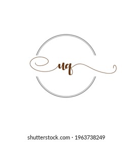 UQ Initial Logo Handwriting template letter illustration