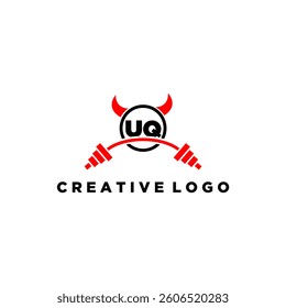 UQ initial monogram for fitnes or gym logo with devil style design