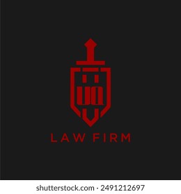 UQ initial monogram for law firm with sword and shield logo image