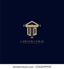 UQ initial monogram lawfirm logo with pillar design