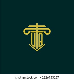 UQ initial monogram logo design for law firm with pillar vector image