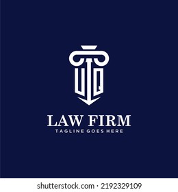 UQ initial monogram logo lawfirm with pillar design