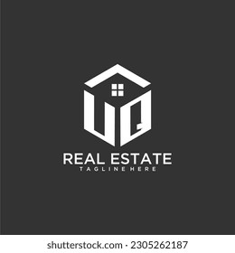 UQ initial monogram logo for real estate with polygon shape creative design