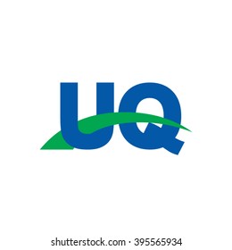 UQ initial overlapping swoosh letter logo blue green
