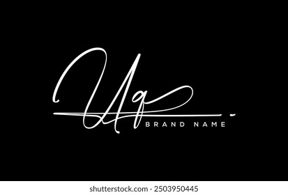 UQ letter beauty handwriting vector logo. 