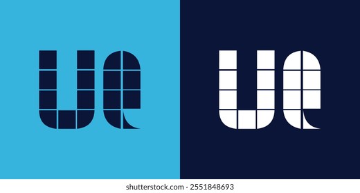 Diseño de logotipo de UQ con forma de azulejo. Diseño de Ilustración vectorial minimalista y moderno adecuado para negocios o marcas