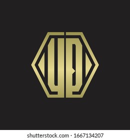 UQ-Logo-Monogramm mit hexagon-zeitiger, abgerundeter Design-Vorlage mit goldener Farbe