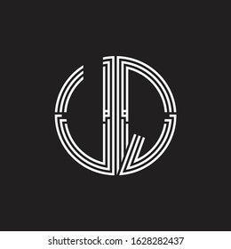 UQ Logo monogram triple ribbon style line design template isolated on black background