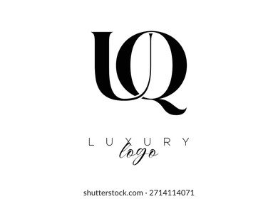 Letra UQ Serif Monogram Tipografia Logotipo para identidade de marca premium elegante