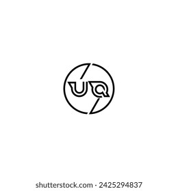 UQ simple outline concept logo and circle of initial design black and white background