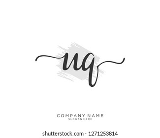 UQ U Q Initial handwriting logo vector