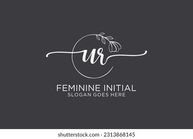 UR beauty monogram and elegant logo design handwriting logo of initial signature, wedding, fashion, floral and botanical with creative template.