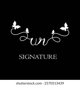 UR Handwritten initial letter, UR simple signature vector logo with butterfly shape variation, beauty, photography letter logo design. U R