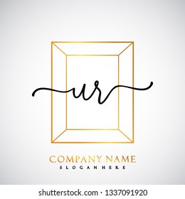 UR Initial Handwriting logo template vector
