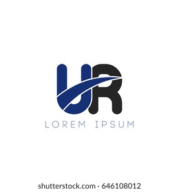 ur initial letter uppercase logo blue and black