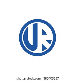UR initial letters circle business logo blue