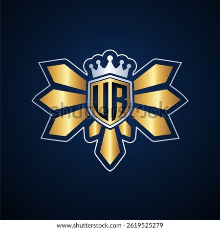 UR initial letters monogram logo for gaming with shield and eagle wing