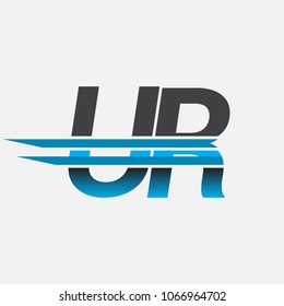 UR initial logo company name colored black and blue, Simple and Modern Logo Design.