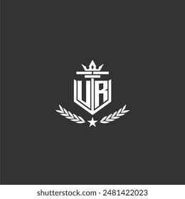 UR initial monogram brand logo design for crown vector image