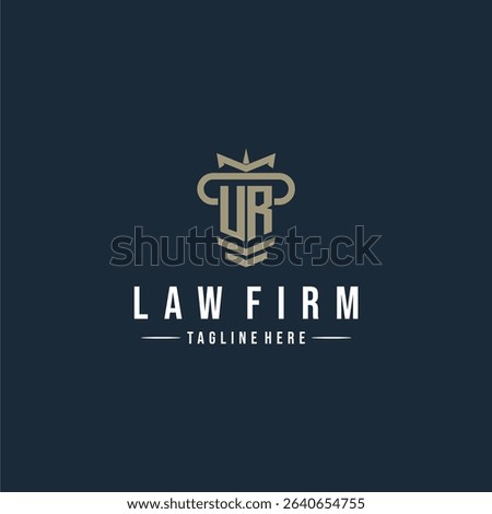 UR initial monogram logo law firm with pillar design