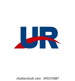 UR initial overlapping swoosh letter logo blue red