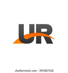 UR initial overlapping swoosh letter logo black orange